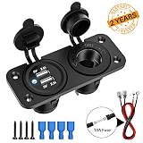 HiGoing 150W Cigarette Lighter Socket Adapter, 12V/24V Power Output with 4.2A Dual USB Car Charger for Car Boat Marine Motorcycle Mobile