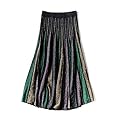 RanRui Women's Elastic Waist Pleated Fall Winter A Line Midi Skirt