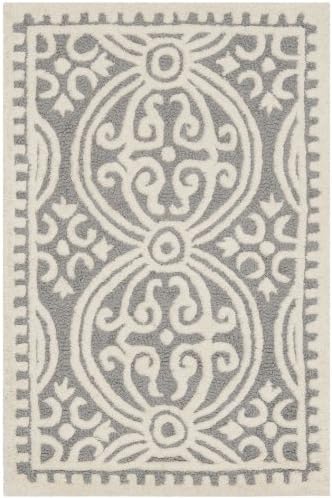 SafaviehCambridge Collection 2' x 3' Silver / Ivory CAM123D Handmade Moroccan Premium Wool Accent Rug