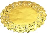 Heeler 40 Pcs Gold Lace Paper Doilies Gold Foil Oval Paper Doilies Cake Packaging Golden Paper Mat Doily 11.5 Inch