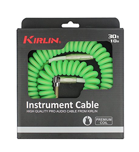 KIRLIN Cable IMK-202PFGL-30/GRF 1/4" Premium Coil Instrument Cable, 30', Green Translucent
