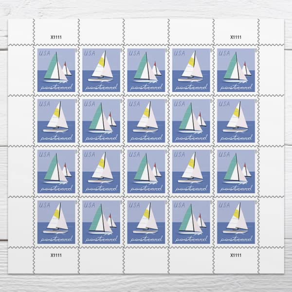 Photo 1 of Sailboats Postcard Stamps (5 Sheets (100 Stamps))