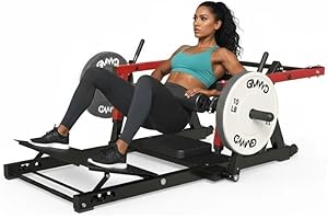 GMWD Hip Thrust Machine, 800LBS Plate-Loaded Glute Bridge Machine with Weight Holder, Heavy Duty Butt Exercise Equipment for Glute Muscles Building and Butt Shaping, Adjustable Footboard(R100LB