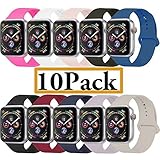YANCH Compatible with for Apple Watch Band 42mm 44mm, Soft Silicone Sport Band Replacement Wrist Strap Compatible with for iWatch Nike+,Sport,Edition,S/M,Size,10 Pack