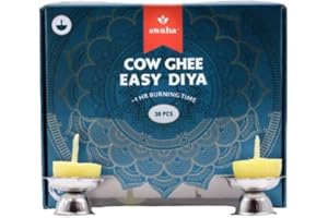 Swaha Easy Diya ghee Wicks/Diya batti, 30 Pieces, 1hr Burning time, Wax Free, clarified Butter Wicks for Puja, Yoga & Meditation
