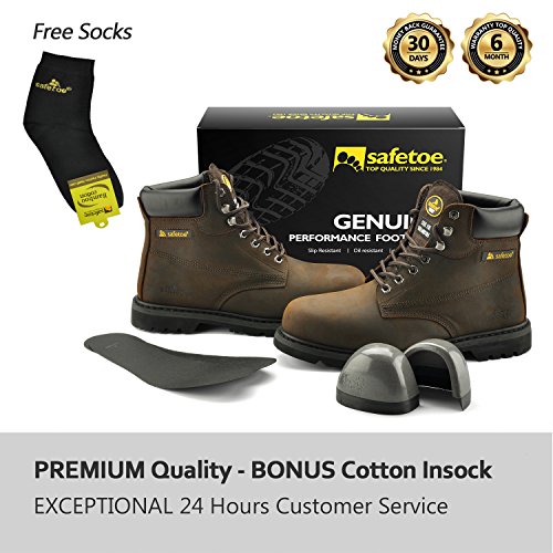 SAFETOE Work Boots For Men Steel Toe Safety Shoes - M8179 Women Leather Wide Width Safety Toe Boots - Thumbnail 6