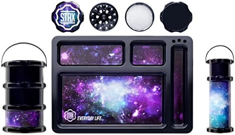 Stax NYC Smokers Set Rolling Tray Grinder Smelly Proof Stackable Container, Black