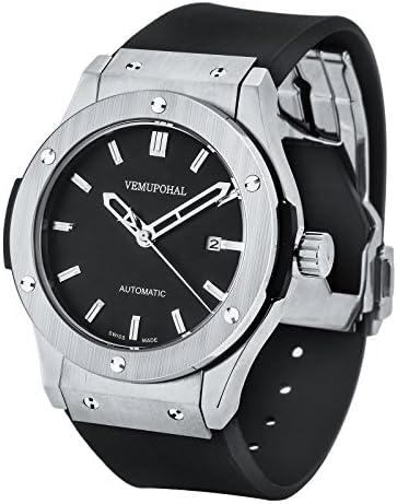 Luxury Mechanical Watches Waterproof with Calendar Men's Wrist Watch with Stainless Steel Rubber Strap