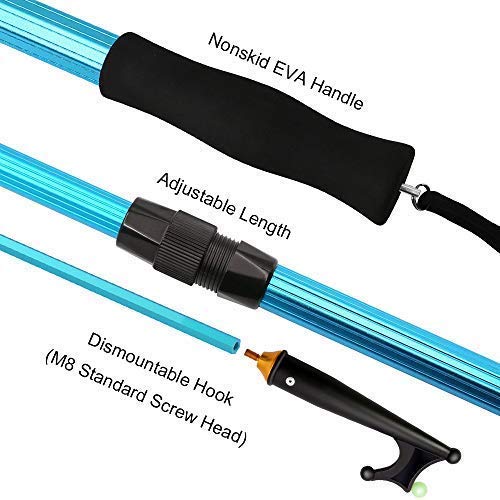 SAN LIKE Telescopic Boat Hook Floating,Durable,RustResistant with Luminous Bead,Blue Push
