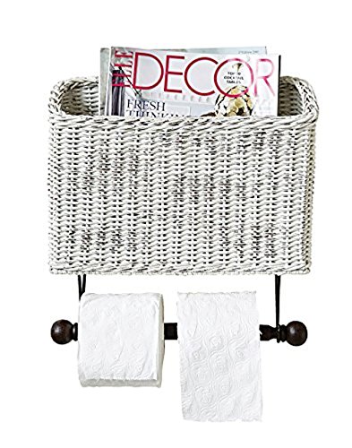 Creative Co-Op Wicker Wall Magazine & Toilet Paper Holder