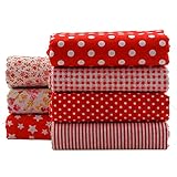 Cotton Fabric Red Series DIY Crafts Patchwork Fabric Fat Quater Bundle Sewing For Fabric 7pieces/lot 50x50cm (Red)