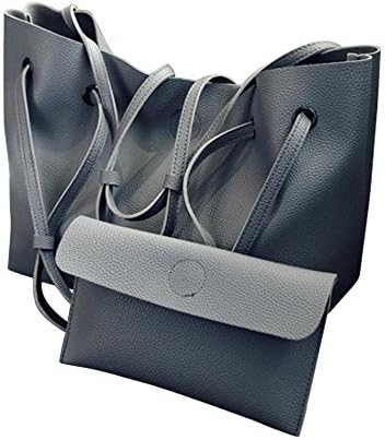 Yuns Lady Large Capacity Work Tote Bag Women Shoulder HandleBag (Dark Gray)