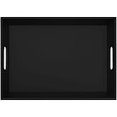 Dacasso A1333 Leatherette Serving Tray with Handles Black