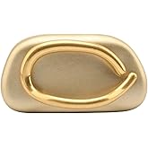 Tasysain Women PU Leather Metal Handle Handbag Trendy Commuting Compact Stone Purse Hand-held Causal Shoulder Clutch Bag