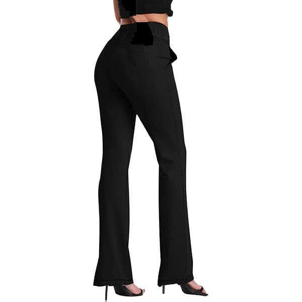 trousers pants for women Solid Color Black Slinky Lace Bow