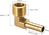 sourcing map Brass 90 Degree Hose Fitting 8mm Barb to 3/8 PT Male Pipe Adapter view 2