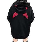 Womens Devil Wings Red Horn Sweatshirt Long Sleeve Hoodie Pullover Hooded Tops