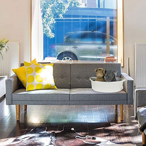 ICEBLUE HD White Storage Basket 100% Natural Cotton Rope Storage Boxes Toy Bins Childrens Room Decor