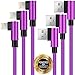 Boost Chargers 3-Pack 6FT Charging Cable Nylon Braided 90 Degree Fast Charging USB Power Charge & Sync Cord Compatible with iPhone XR XS MAX X iPhone 8 8Plus 7 Plus 6S 6S Plus 6 5 SE- Purple
