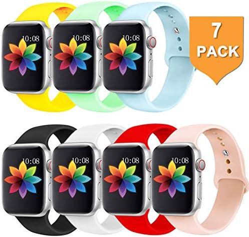 MORFU Band Compatible with Apple Watch 38mm 42mm 40mm 44mm for Women Men, Soft Waterproof Silicone Replacement Band for iWatch Series 4, Series 3, Series 2, Series 1