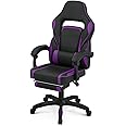 Athena Collection Gaming Chair, Ergonomic Gaming Chair with Footrest & Lumbar Support, Height Adjustable Swivel Computer Chair Office Chair for Kids Adults(Purple)