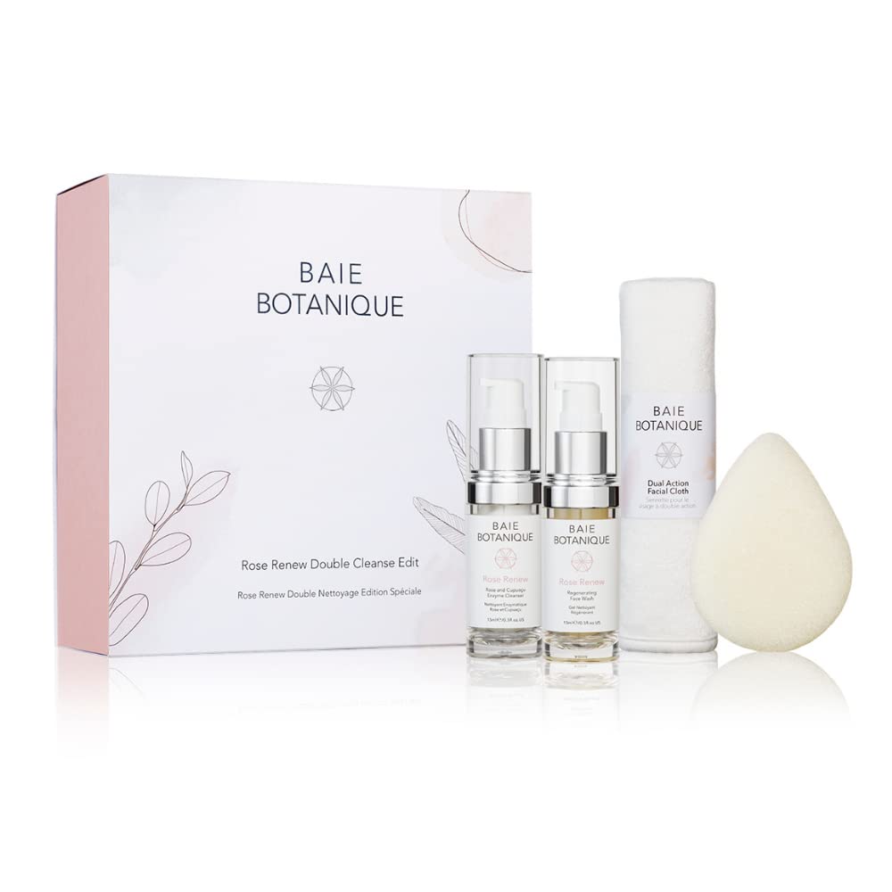 Baie Botanique Rose Renew Double Cleanse Edit. Natural, Vegan, Organic & Luxury Cleansing Skincare Set.