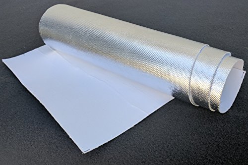 Aluminum Heat Shield Protection with Fiberglass and Self-Adhesive Backing Heat Barrier (1 Sq Foot)