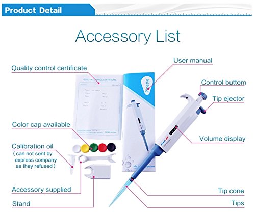 Multi-Volume Adjustable Micropipette (100-1000 ul) Kit - Including 2 Racks of 96 Pipette Tips