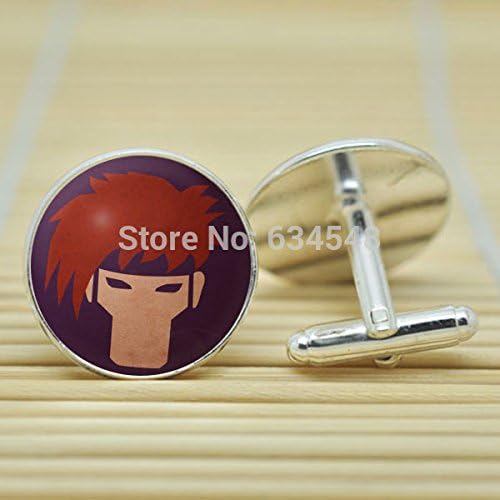 Pretty Lee Gambit X-Men In Silver Cufflinks Glass Cabochon Cufflinks C3307