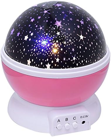 LYWOO Night Lighting Lamp, 4 LED Beads, 3 Light Models Best for Decorating Bedroom or Living Room With This Romantic Rotatable Cosmos Nightlight Projector (Pink)