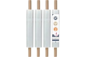 PackageZoom 20 inch x 1000 Feet Stretch Wrap with Handle, Clear Stretch Film, 4 Rolls