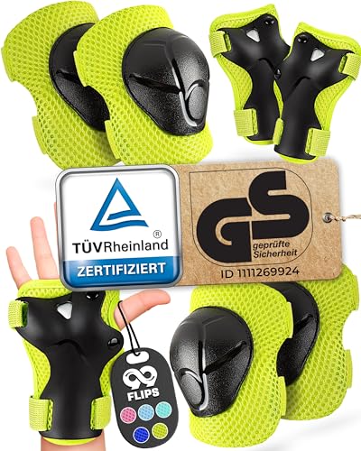 99FLIPS Kinder Knie-, Ellbogen- & Handgelenkschoner FLASH XS Grün [6-tlg.]
