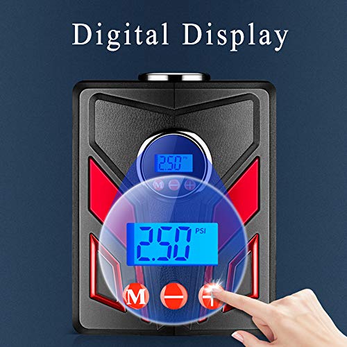 Luoges Portable Air Compressor | Digital Tire Inflator for Car Tires|12V DC Air Compressor Tire inflator Pump|150 PSI with Emergency LED Flashlight for Car, Motorcycles, Bicycles,Inflatables (Red)