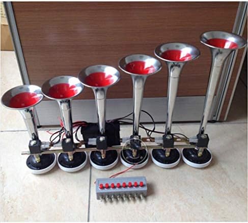 車のホーン6管ホーン0db 8トーン音楽電気制御エアホーン12v 新着 24v金属管トラック電気制御エアホーン