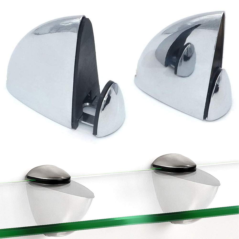 Metal Adjustable Wood/Glass Shelf Bracket Wall Mount 2 Pc (Zinc Alloy Chrome Finished) — image 1