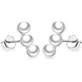 Women 925 Sterling Silver Fashion Pearl Ear Crawle Stud Earrings-Delicate 4.5mm*11.5mm Hypoallergenic Earrings Fine Jewelry Gifts For Wife Her