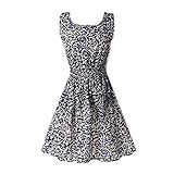 Hee Grand Women's Casual Summer Fit and Flare Floral Sleeveless Dress Chinese Rose
