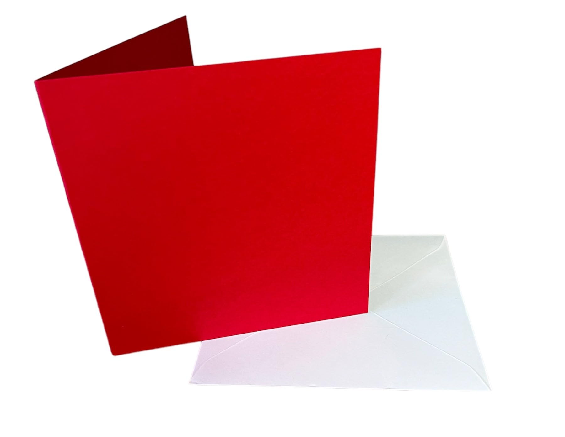 DJP 5x5 Square Creased Blank Christmas Red Smooth Cards & White Envelopes - Pack of 50
