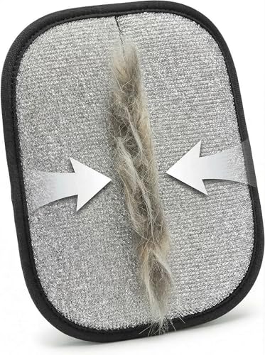 PILPOIL Anti-Hair Glove + Anti-Hair Scraper – 2-in-1 Pack – Cat and Dog Hair Glove with 5 Fingers Reinforced Support – Removes Hair on Sofa, Carpets, Cars, Clothes, Reusable, Washable