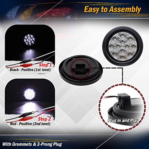 image for Meerkatt (Pack of 4) 4 Inch White LED 12 Diodes Round Marker Clearance