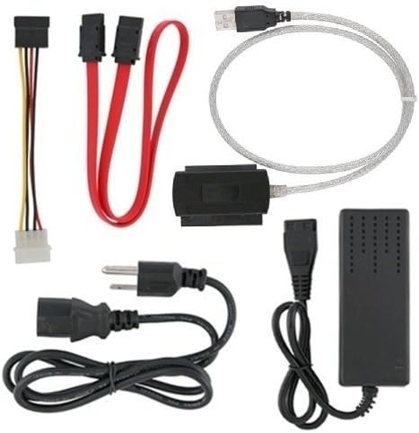 TechIntheBox SATA/PATA/IDE Drive to USB 2.0 Adapter Converter Cable for 2.5/3.5 Inch Hard Drive/5 inch Optical Drive with External AC Power Adapter