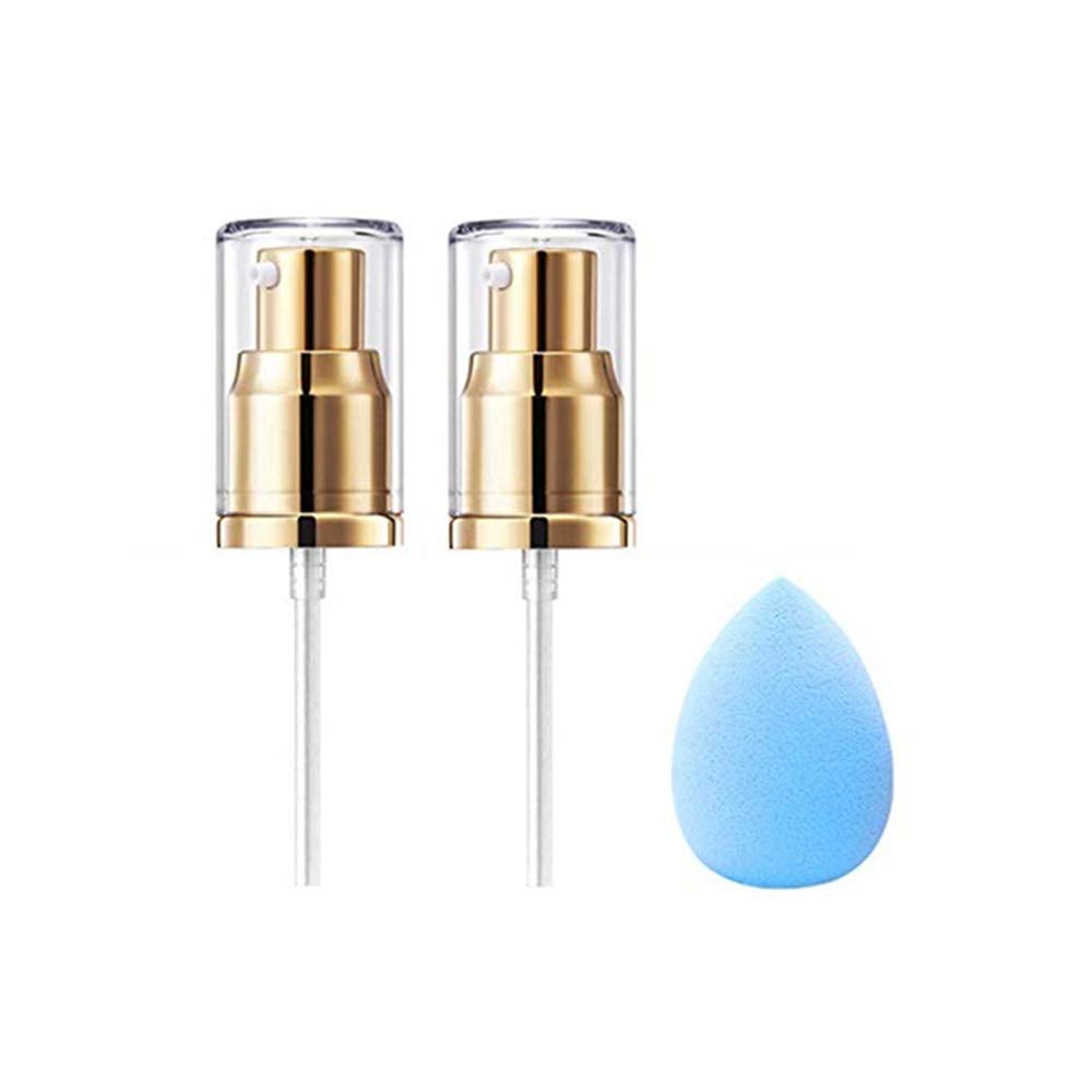 2 Pack Foundation Pump and 1 Pack Makeup Spnge for Estee Lauder Double Wear Foundation(Gold)