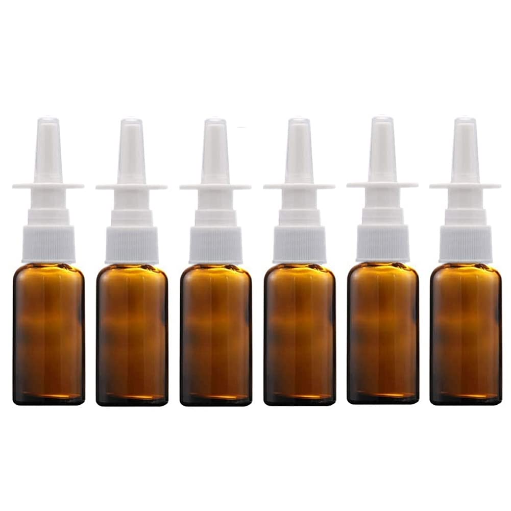 VASANA 6PCS 20ml Empty Amber Glass Nasal Spray Bottles Refillable Fine Mist Sprayer Bottles Makeup Container For Cosmetic Essential Oils