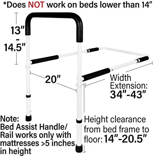 Vaunn Medical Adjustable Bed Assist Rail Handle and Hand Guard Grab Bar, Bedside Safety and Stability (Tool-Free… - Image 3