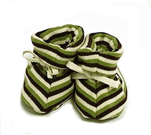 Sckoon Organic Baby Booties - Green Brown Stripe One Size