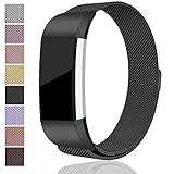 Maledan for Fitbit Charge 2 Bands, Stainless Steel Milanese Loop Metal Replacement Accessories Bracelet Strap with Unique Magnet Lock for Fitbit Charge 2 HR Black Small
