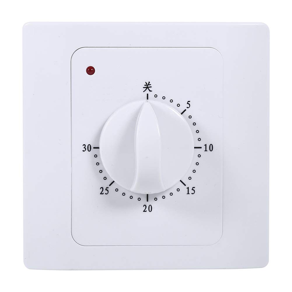 MAGT Digital Countdown Timer Switch, AC 220V 10A, 1-30 Min, White, Mechanical, Energy Saving, Wide Appliance Use, Plastic Shell
