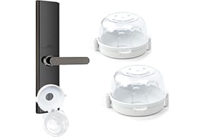 Pack of 2 Deadbolt Child Safety Lock, Child Proof Door Knob Covers – White, Door Knob Safety Cover for Kids, Baby Proof Door 