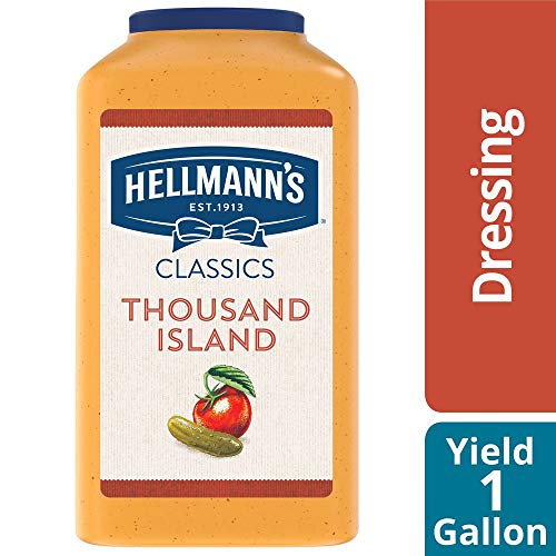 HELLMANN’S CLASSICS THOUSAND ISLAND SALAD DRESSING JUG GLUTEN FREE, NO ARTIFICIAL FLAVORS, ADDED MSG OR HIGH FRUCTOSE CORN SYRUP, COLORS FROM NATURAL SOURCES, 1 GALLON (PACK OF 1)
