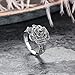 Mytys Retro Vintage 18k White Gold Plated Black Marcasite Flower Crystal Ring